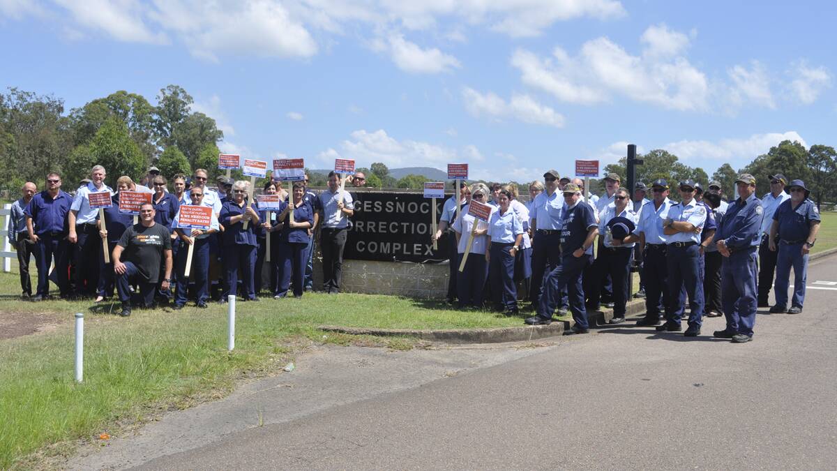 RALLY: Cessnock Correctional Centre staff held a stop-work meeting on Wednesday.