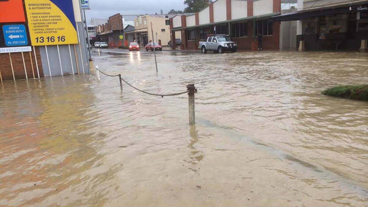Vincent Street resembled a river at the height of the storm. Pic: Ron Pyne.