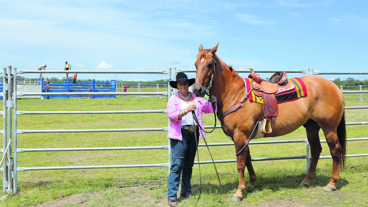 RODEO TIME: Ros Lindsay and her horse Cody at Cessnock Racecourse, where crews are setting up for this Saturday’s rodeo.