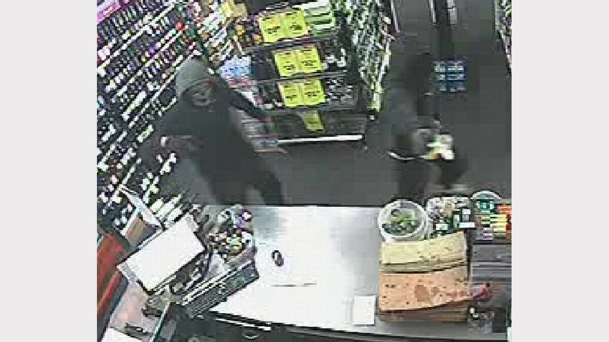 CCTV images of the attempted robbery at the Weston bottle shop on Sunday, September 7.