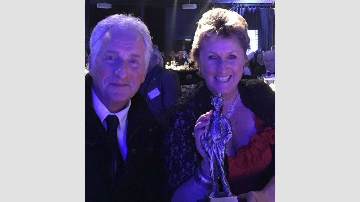PROUD MOMENT: Reg Lindsay’s widow Roslyn collected his Hall of Fame trophy at the Mo Awards on July 28. She is pictured with David Baxter, who is working closely with Roslyn to re-release a selection of the best of Reg Lindsay’s recordings.