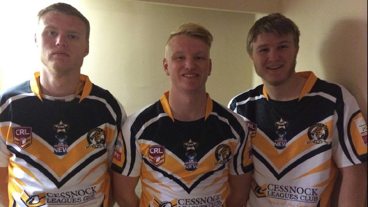 FAMILY TIES: Fabian, Zeb and Arch Dunstan all played in the Cessnock Goannas’ reserve grade clash with Macquarie on August 2.