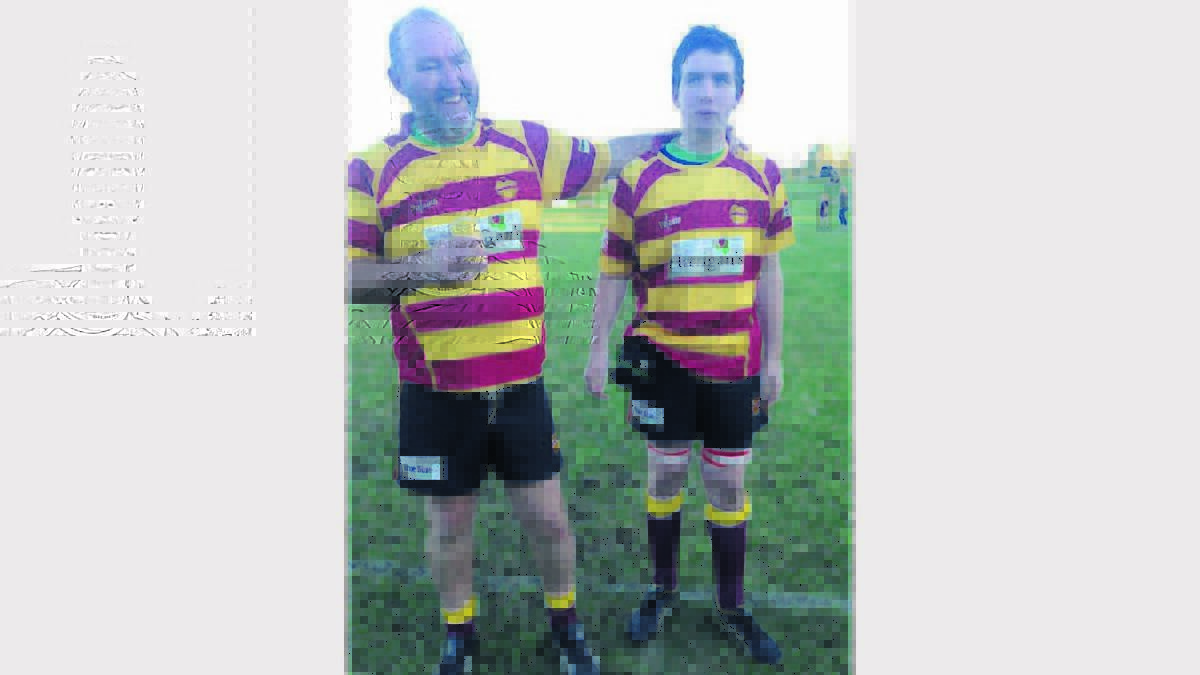PROUD MOMENT: Father and son, Mick and Mackenzie Doody lined up for the Pokolbin Reds on Saturday.