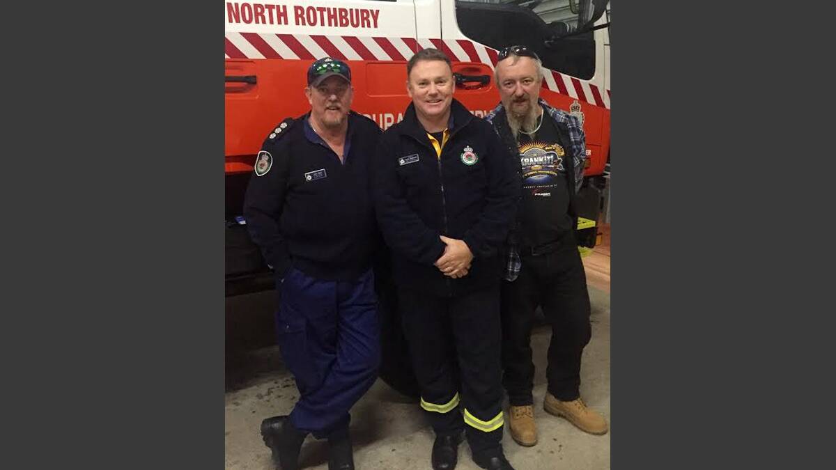 Lower Hunter group officer John Ryan, North Rothbury Rural Fire Brigade Captain David Seabrook and deputy captain Paul Sanderson.