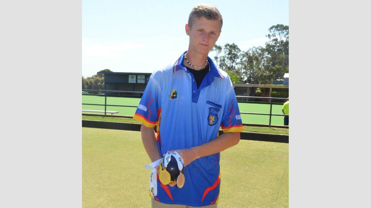 CHAMPION: Jesse Herbert with his medal haul from the Australian Under-18s Bowls Championships.