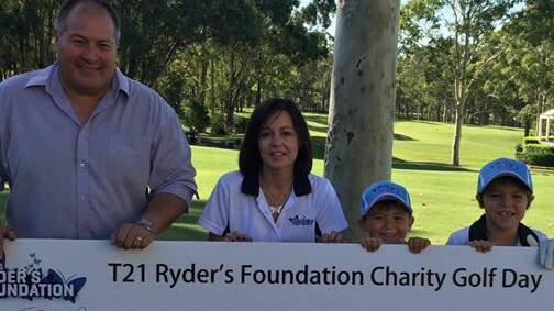 MEMORIAL: Ray and Merran Manulat and sons Jett and Hunter after the T21 Ryder’s Foundation golf day.
