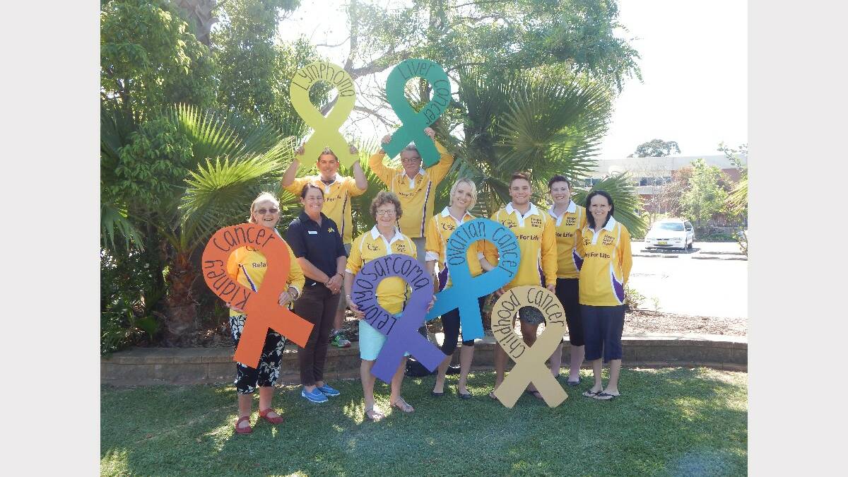 CELEBRATE: Cessnock Relay For Life committee members (front row) Pat McCarthy, Kim Leecroft, Sheila Turnbull, Nell Thompson, Bradley Dow, Rebecca Gillon and Lauren Woolley, and at back, Ben Woolley and Bruce Wilson. Photo by Lilah Woolley.