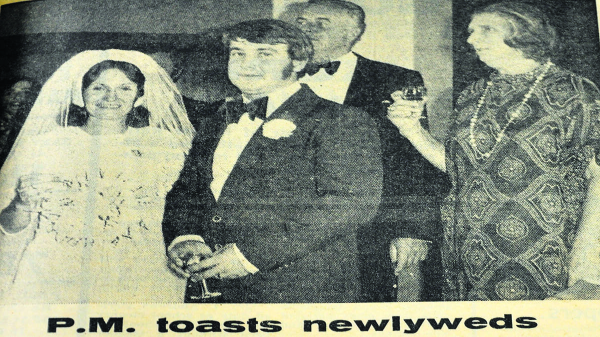From an article that appeared in The Advertiser on February 21, 1974. Pictured in this Norma Davis photograph are Mr. and Mrs. Jackson with Mr. and Mrs. Whitlam in the background. 