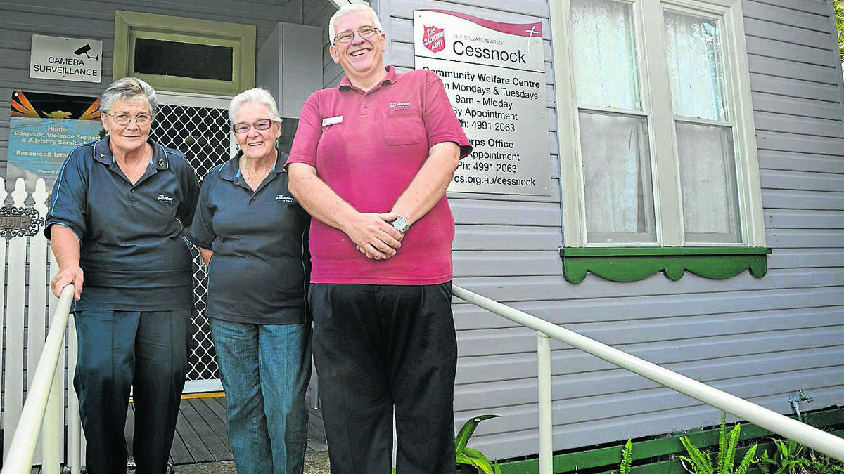 HELP WANTED: Salvation Army Cessnock volunteers Yvonne Mills and Glenis Ward and corps officer Lt. Darryn Lloyd, calling for local residents to spare a few hours for the annual Red Shield Appeal.
