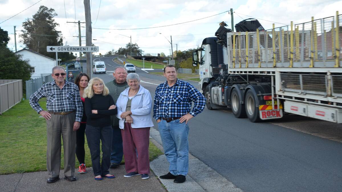 TRAFFIC INCREASE: First Street, Weston residents Doug Buckman, Sharon, Mary and Alan Bourke with Coral Jordan and Alan Anderson. 