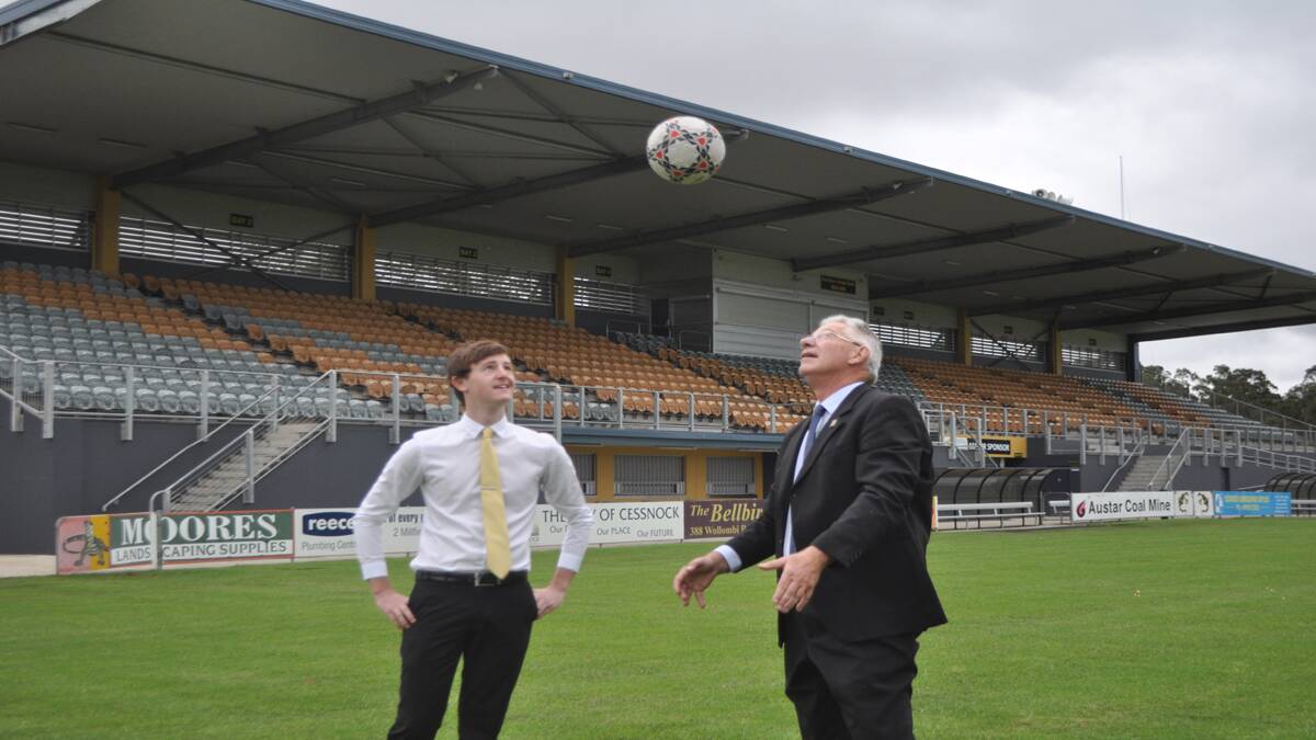 Cessnock councillor Morgan Campbell and mayor Bob Pynsent at Baddeley Park. The idea for Cessnock to put its hand forward as a training camp was first suggested by councillor Morgan Campbell in April 2013. 