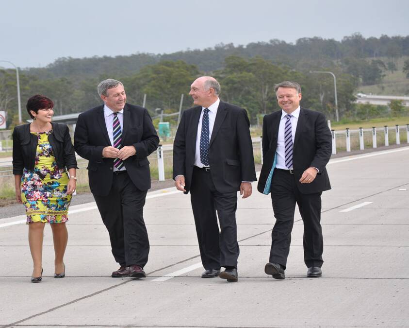 Member for Maitland Robyn Parker, Minister for Roads and Ports, Duncan Gay, Deputy Prime Minister, Warren Truss and Member for Hunter, Joel Fitzgibbon, take a stroll down the Hunter Expressway. 