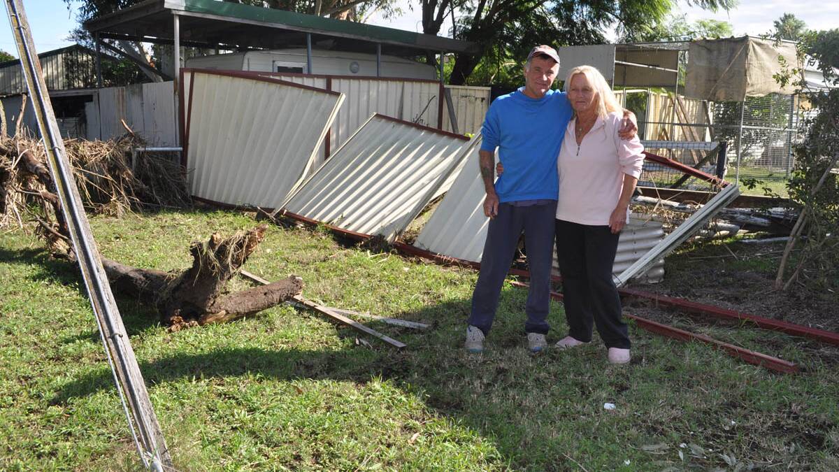 Ron and Marilyn Wright assess the damage of their Swanson Street home. Pic: Sage Swinton.