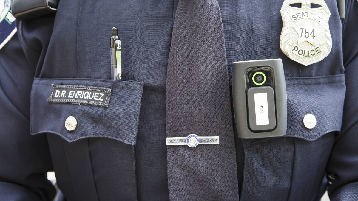 An example of a body camera worn by police in Seattle, USA.