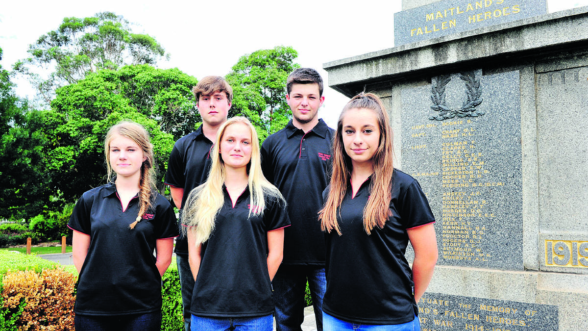 OFF TO GALLIPOLI : (From left) Lauren Wood, Jack Olive, Scarlett Budden, Adam Robinson and Georgia Filis will be the Mercury’s on-the-spot reporters while on the Gallipoli tour.  	Picture by CATH BOWEN