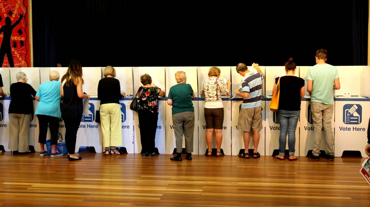 Voters cast their vote at Charlestown Public School earlier today. Picture: Phil Hearne