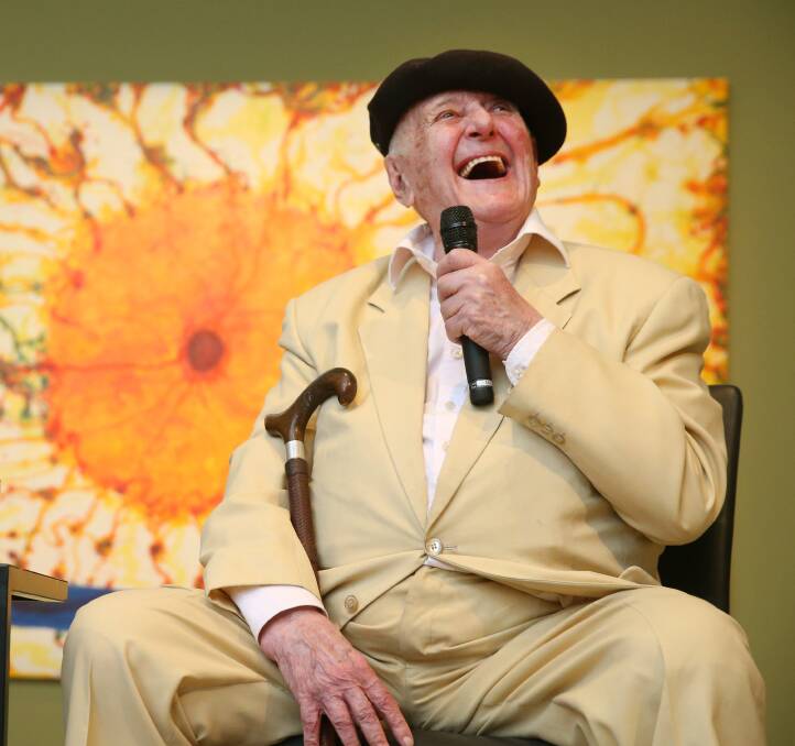 JOYOUS OCCASION: One of Australia's greatest living painters, John Olsen returned to Newcastle and the city's art gallery on Saturday to celebrate his 89th Birthday. Picture: MARINA NEIL