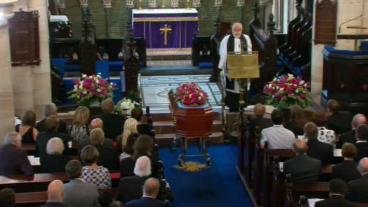 Peter Harvey's funeral at St Marks Church in Darling Point. Photo: Nine Network