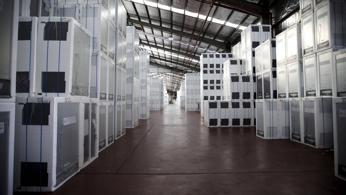 Fridges awaiting completion at the Electrolux factory. Photo: DOMINIC LORRIMER 