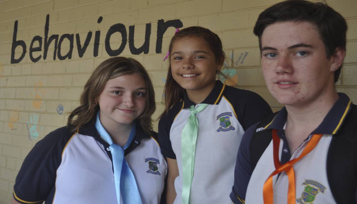 IMPORTANT STEP: Mia-Jane Thompson, Keegan-Ashleigh Pickering and Shane Wilson, taking a stand against bullying.