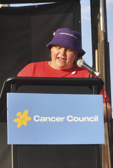 CESSNOCK RELAY FOR LIFE 2013: Rachel Zaichenko, of Bec's Dragonflies (who walk in memory of her sister Rebecca Sherwood) spoke at the Fight Back ceremony on Sunday morning. Photo: The Advertiser.
