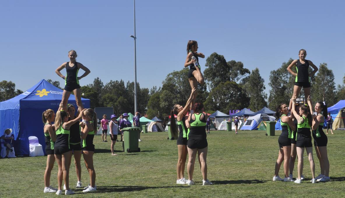CESSNOCK RELAY FOR LIFE 2013: Kirsty Gunther Academy of Dance cheerleaders performing at Cessnock Relay For Life. Photo: The Advertiser.