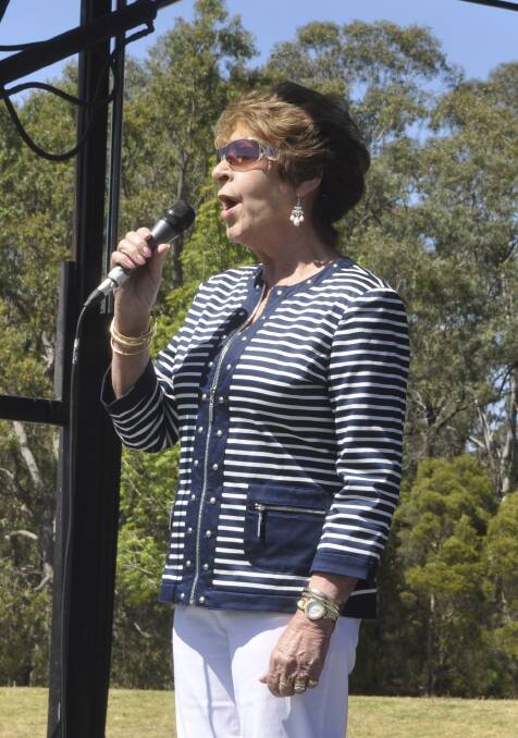 CESSNOCK RELAY FOR LIFE 2013: Margaret Albury sang the national anthem at the Relay opening ceremony. Photo: The Advertiser.
