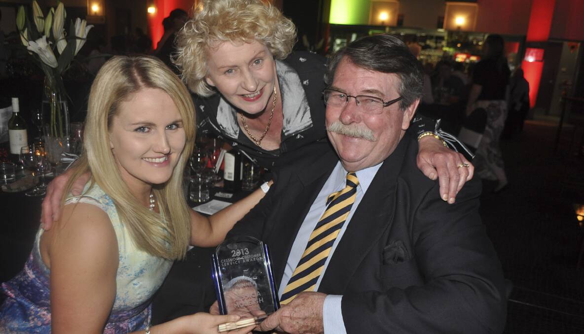 Hospitality category winner Jessica McLeish of McLeish Estate Wines, with her parents Maryanne and Bob.