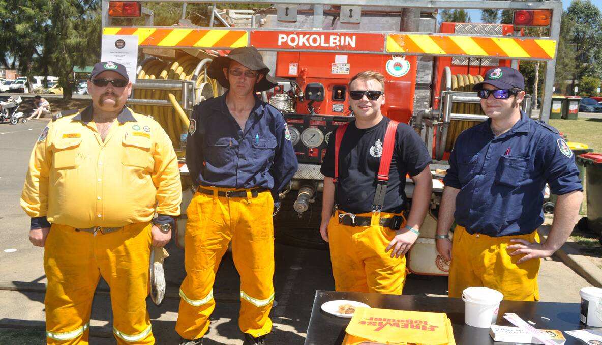 Pokolbin fire brigade members Kinsley Talbot, Sam Drayton, Michael Manning and Alistair Talbot were busy fundraising on the day. 