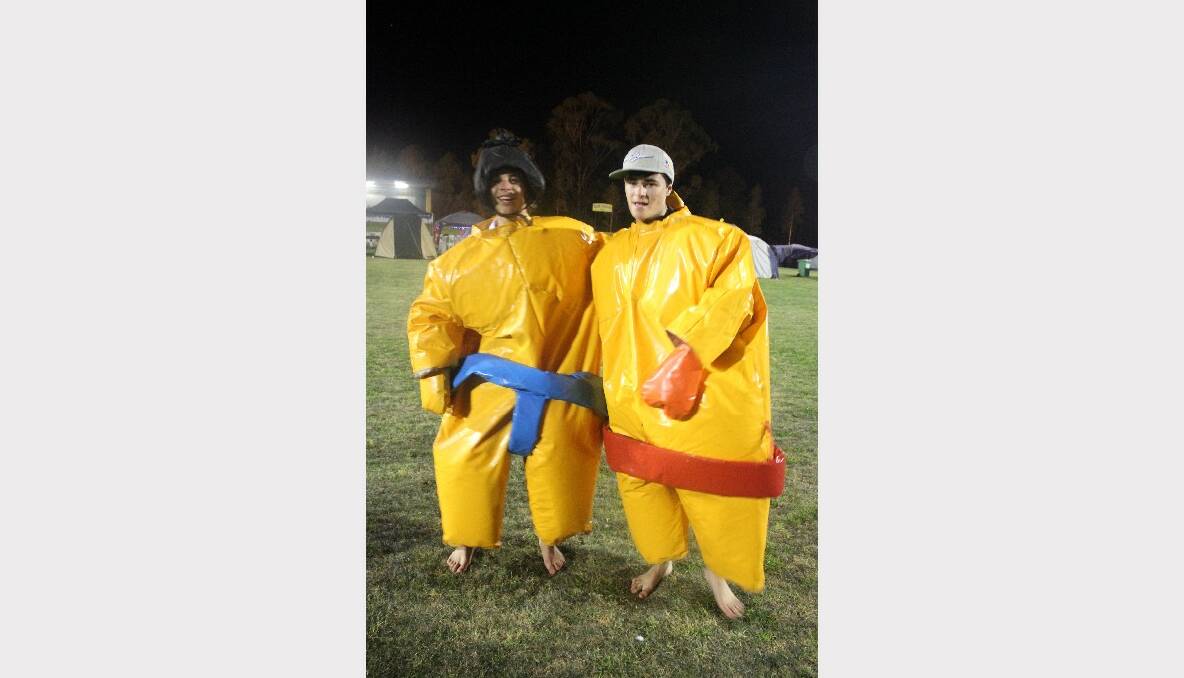 CESSNOCK RELAY FOR LIFE 2013: Sumo suits were one of the fun activities enjoyed throughout the night. Photo: Lauren Woolley.