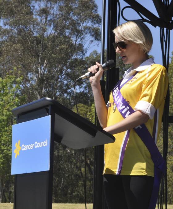 CESSNOCK RELAY FOR LIFE 2013: Cervical cancer survivor Nell Thompson read the survivors' oath. Photo: The Advertiser.