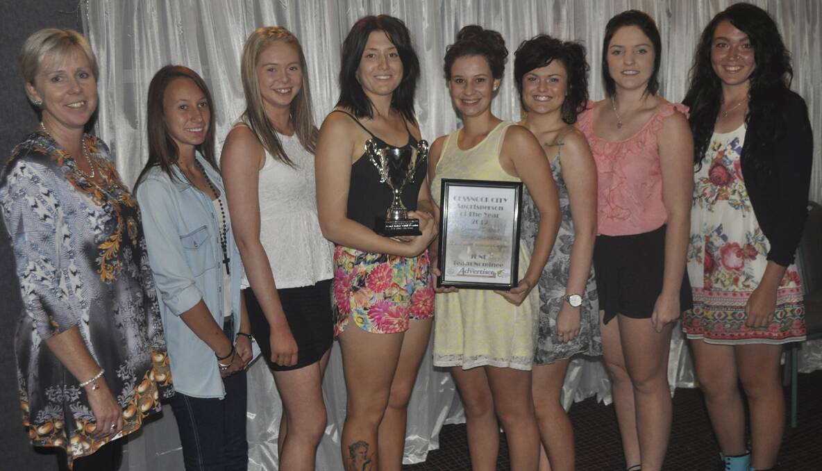 Cessnock Netball's under-17 rep team was named junior team of the year. Pictured from left is Wendy Gore (manager), Thalia Earl, Amanda Gore, Erin Franklin, Jennifer Cartwright, Courtney Preston, Morgan Preston and Maddie King. Absent: Sarni Dorrington, Madeline Sweetman.