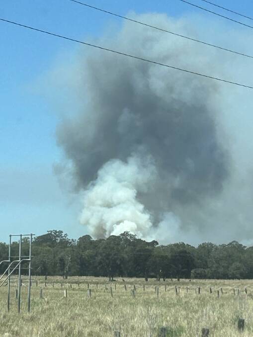 Smoke from the fire on Old Maitland Road, Cessnock, taken from Wine Country Drive. Picture supplied