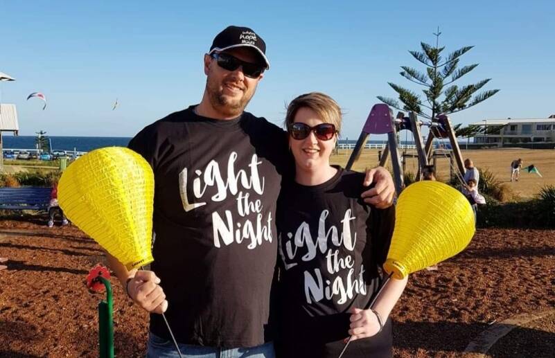 Siblings Matt and Emma Gilmour at Light the Night Newcastle in 2017, remembering their brother Greg Driscoll who had passed away that month. Matt was Greg's bone marrow donor. Picture supplied.