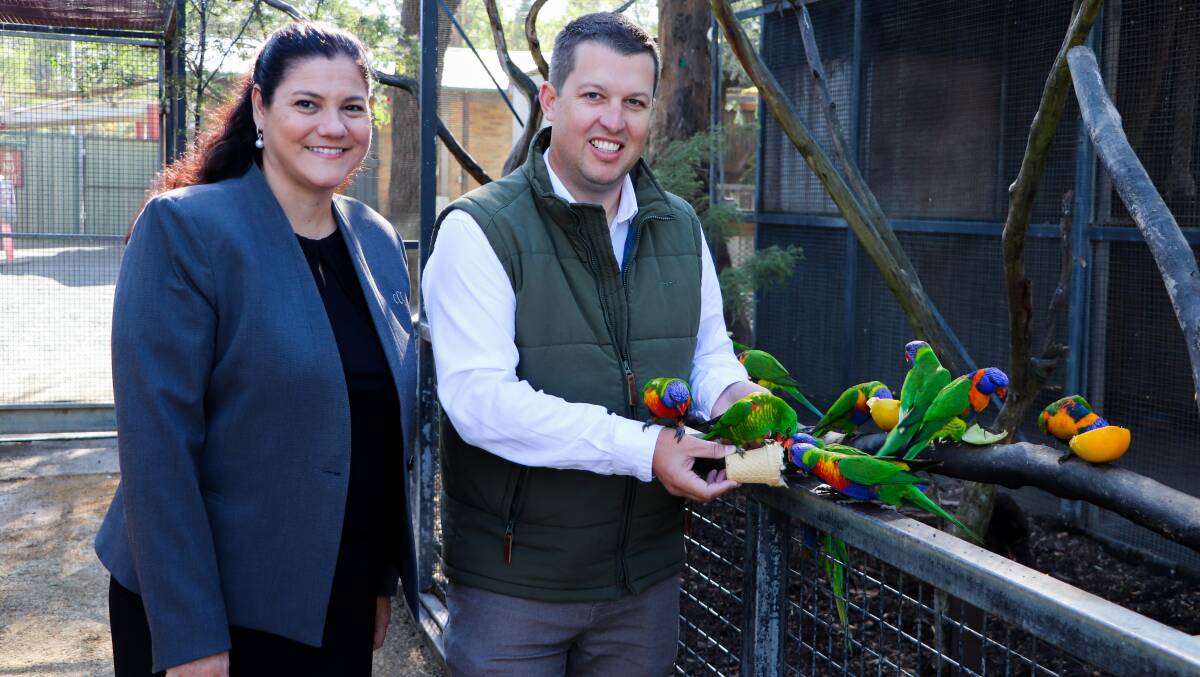 SUPPORT LOCAL: Cessnock City Council's Economic Development Officer Alena Pople and Cessnock Mayor Jay Suvaal at Hunter Valley Wildlife Park. Picture supplied