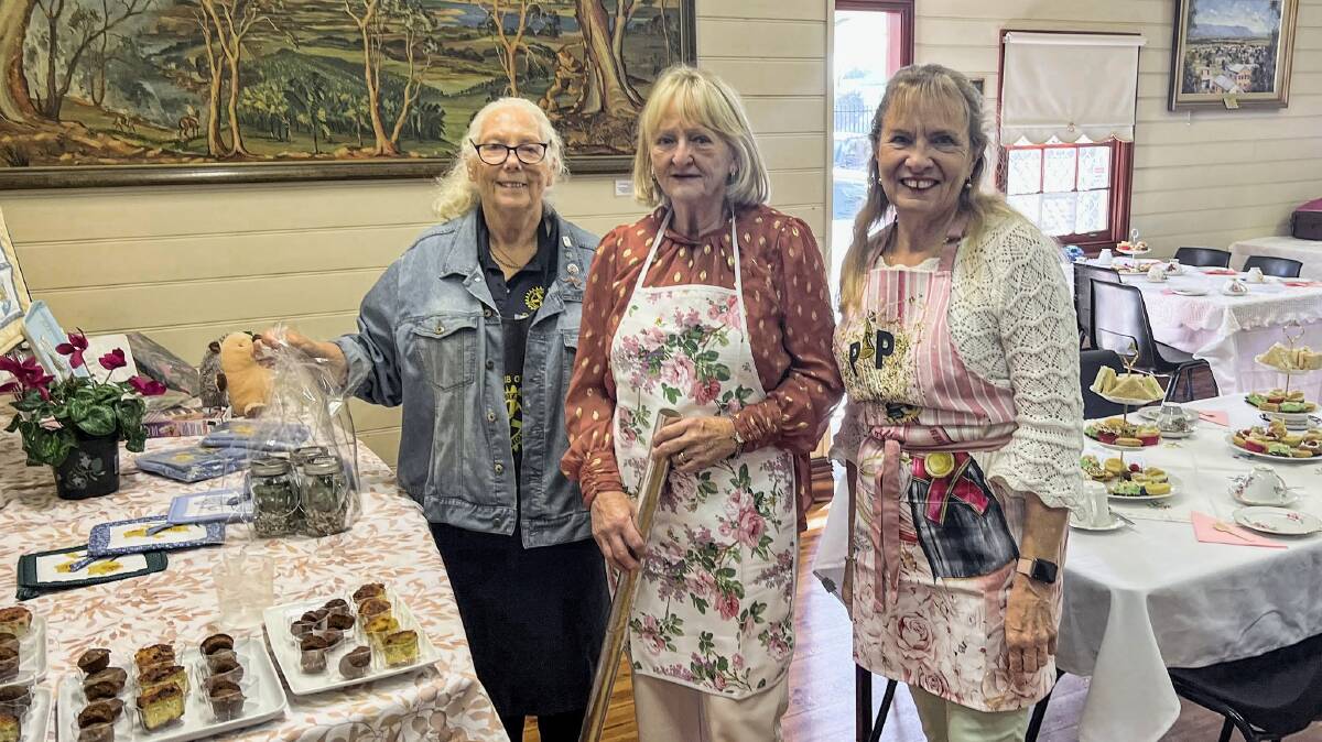 From left, Carol Hale, Vicki Steep and Penny McNaughton at the Rotary Club of Cessnock's Biggest Morning Tea on Wednesday, May 24. Picture supplied