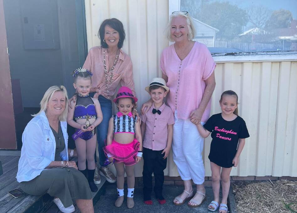 Grandmothers Stacey Lock, Debbie Rae and Janelle Buckingham with their grandchildren who competed at the Plaza Hall at Abermain. Picture supplied