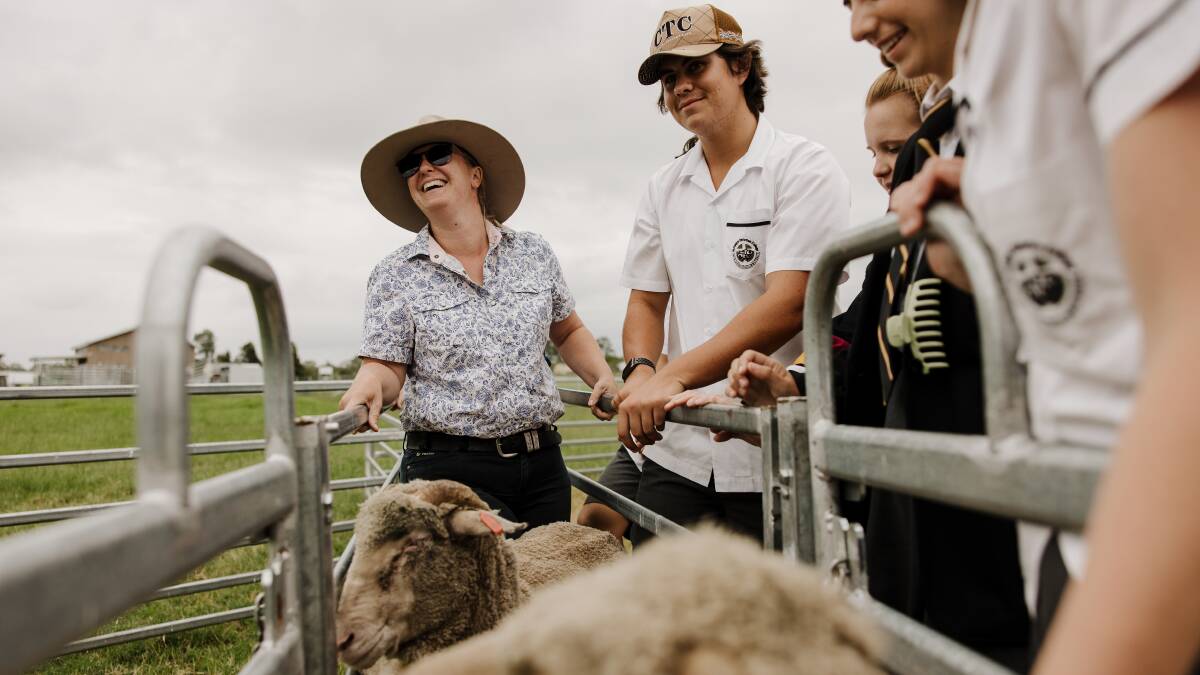 Laura Main with her agriculture students at St Philips Christian College Cessnock. Picture supplied