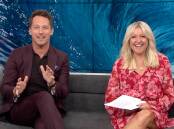 Tristan MacManus and Angela Bishop on the Studio 10 couch. Picture via 10play
