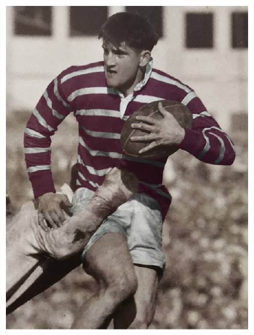Manly winger Jack Lumsden running with the ball. Lumsden died on Friday aged 93. Picture Manly-Warringah Rugby League Football Club