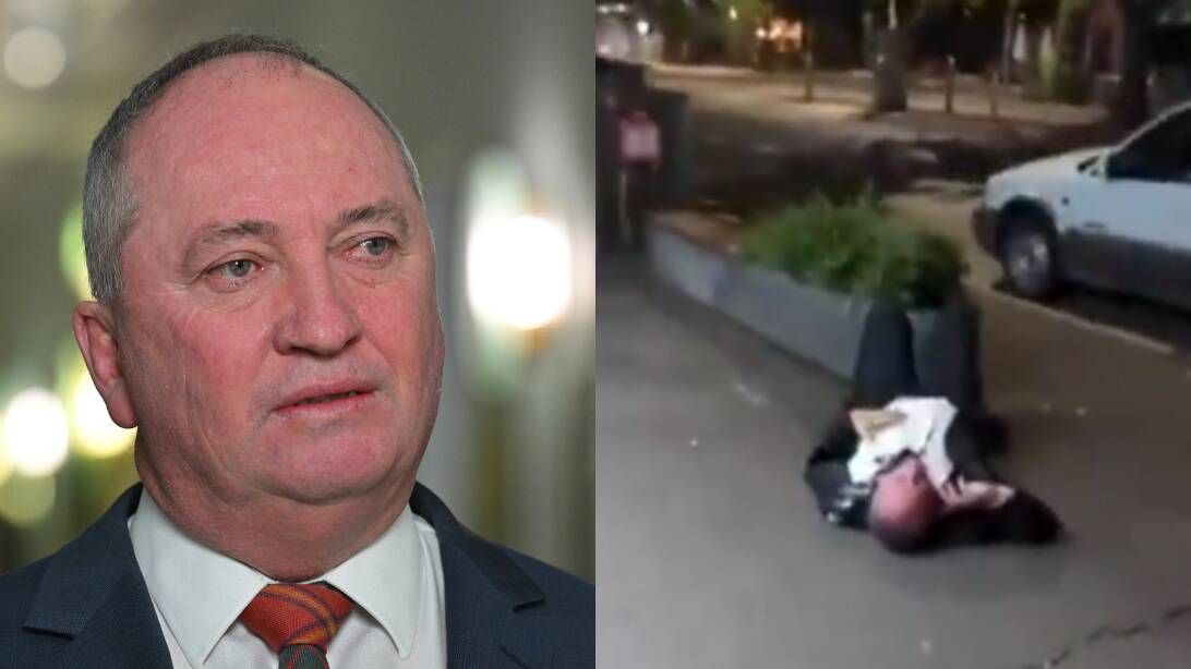 Nationals frontbencher Barnaby Joyce said he made a 'big mistake' in reference to being filmed lying on a Canberra footpath on February 7. Pictures by AAP Image/Mick Tsikas and Sunrise