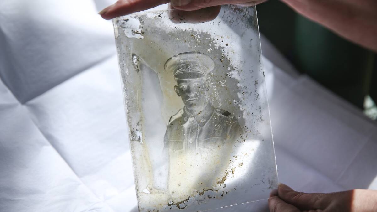 ON DISPLAY: The Lost Diggers of Weston exhibit will launch on Anzac Day, unveiling lost glass plate negatives, pictured,  of portraits of local World War I soldiers. Picture: Marina Neil