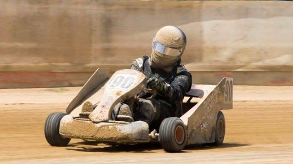 Connor Baldwin will be aiming to improve his place on the flat kart leader board.