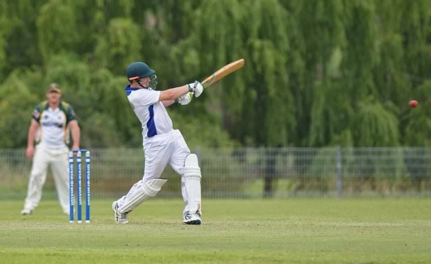 CRUCIAL KNOCK: Greta/Branxton's Reuben Andrews plays a pull stroke to the boundary in his unbeaten 31. 