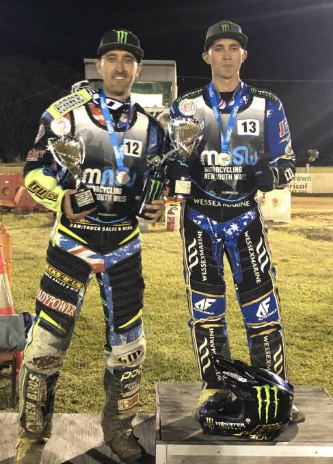 Jack Holder (right) claimed the NSW Solo Speedway Championship from older brother and former world champion Chris (left). Picture supplied.