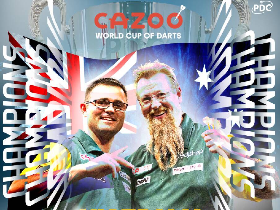 World Cup of Darts champions Simon "The Wizard" Whitlock (right) and Damon Heta