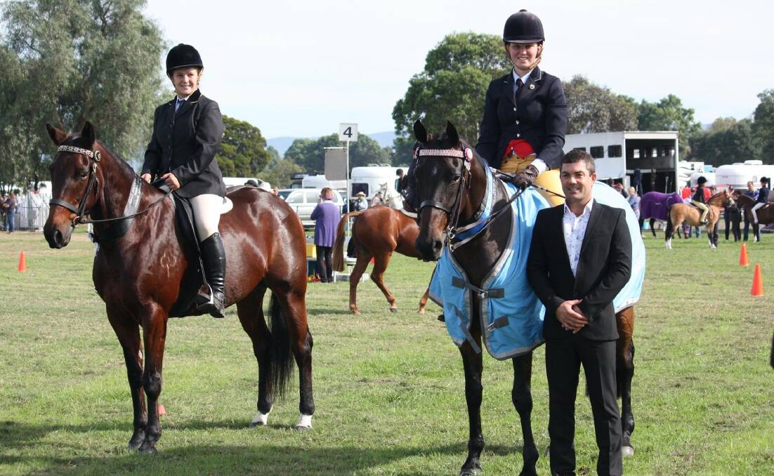 COMPETITION: Champion Nagnanimous and Aimee Mannix with reserve champion Classic Croupier and Kayleigh Manson at the Harness Racing NSW Off The Track qualifying class at the 2017 Hawkesbury Show. Cessnock Show this weekend will host the second last of the qualifying events for the grand final, which will be held at Tamworth on March 18.