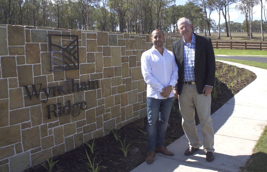 DEVELOPMENT: Iris Capital CEO Sam Arnaout and Cessnock mayor Bob Pynsent at the Wyndham Ridge launch on Saturday. Picture: supplied
