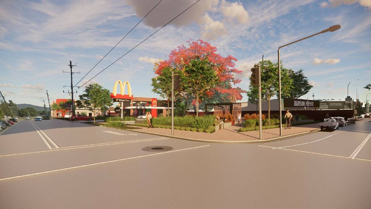 PLANS: An artist's impression of the proposed McDonald's restaurant on the corner of Vincent, Snape and Charlton streets in Cessnock.