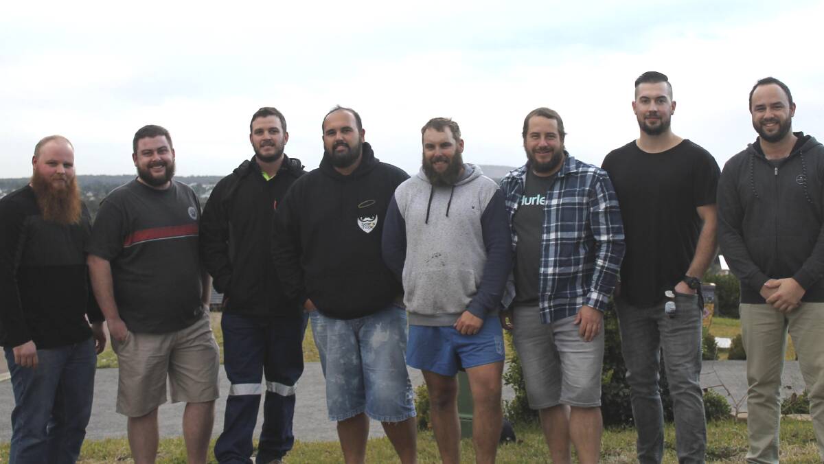 SUPPORTERS: Cessnock-based Beards of Hope team Savannah's Boys (from left) Ross Barker, Dwaine Davies, Scott Burgess, Russell Relf, Peter Brennan, Nick Miller, Todd Hipwell and Kevin Hardy. Absent: Brendan Eveleigh, Owen Boughton, Jamie Padman, Mitchell Elliot, Pete Barker, Lachlan Paine and Matthew Moate.